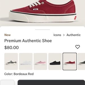 Vans Premium Authentic Bordeaux Sneakers Women’s size 8.5
Men’s size 7